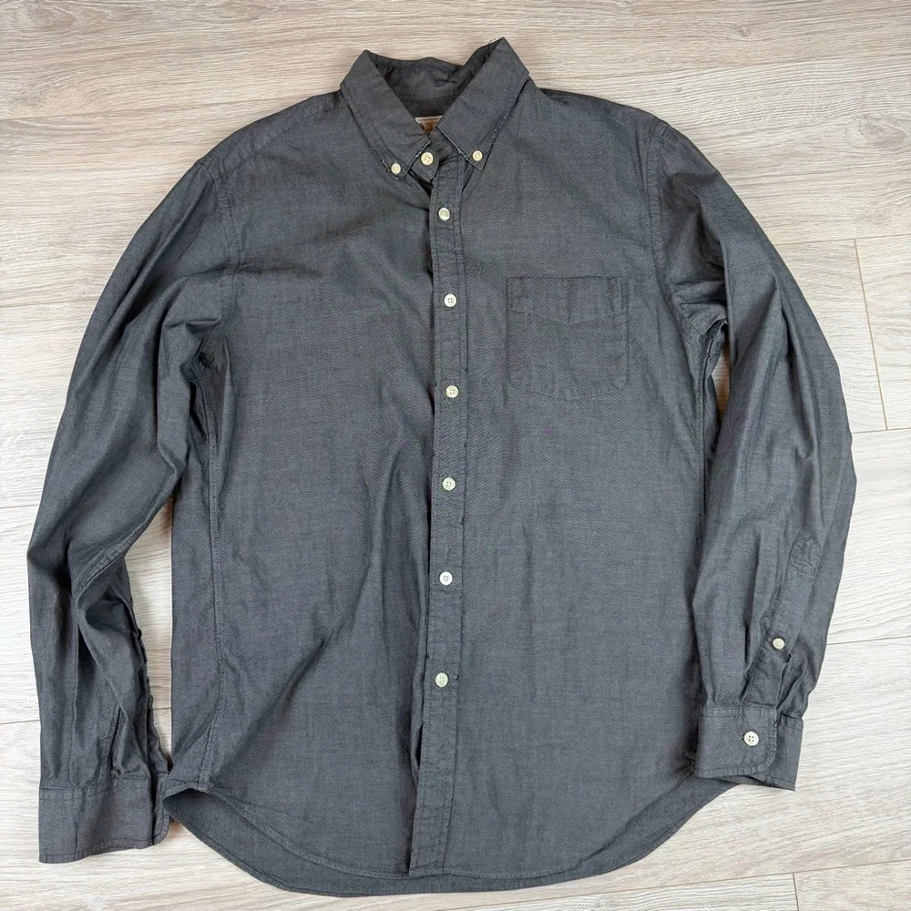 J. Crew Bundle 3 Mens Classic Cotton Button Down Shirts Burgundy Gray Black Sz M